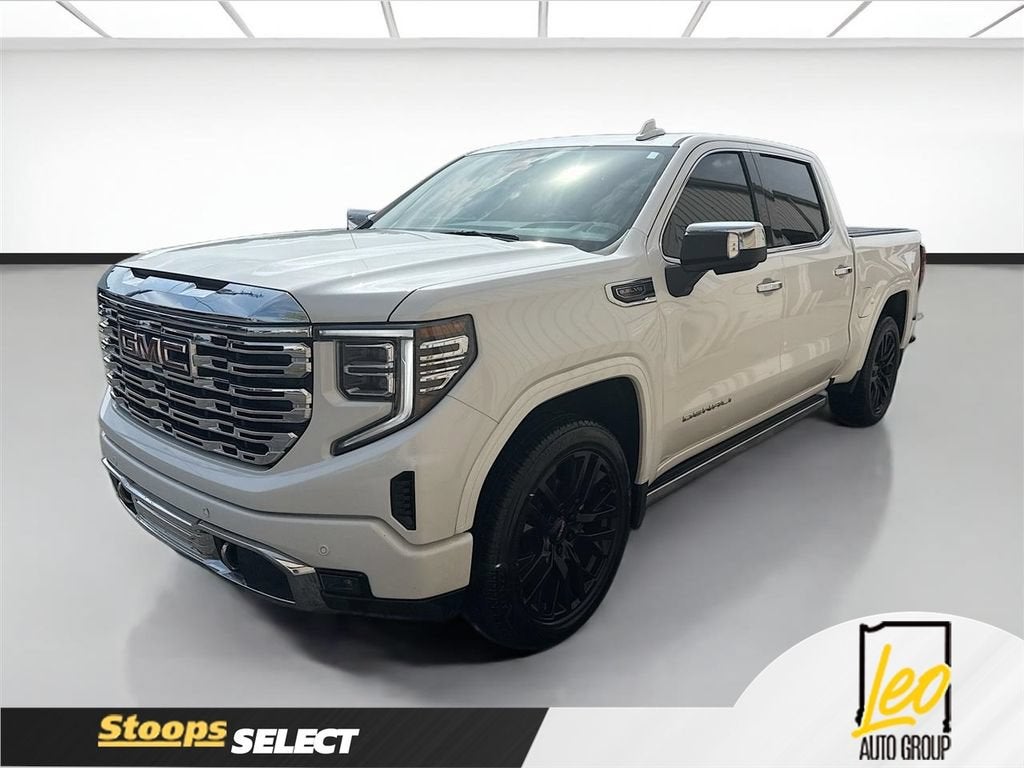 2025 GMC Sierra 1500 Denali in White Frost Tricoat — front three-quarter view