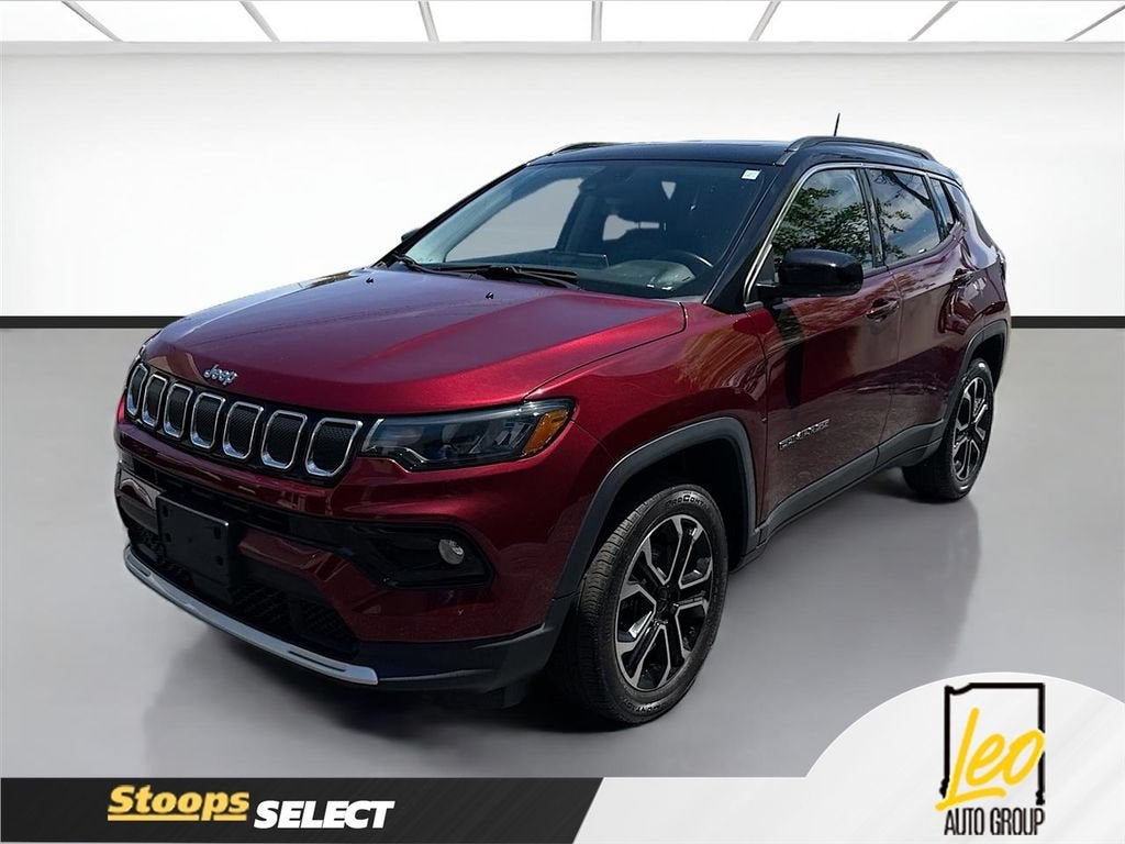 2022 Jeep Compass Limited in Red — front three-quarter view