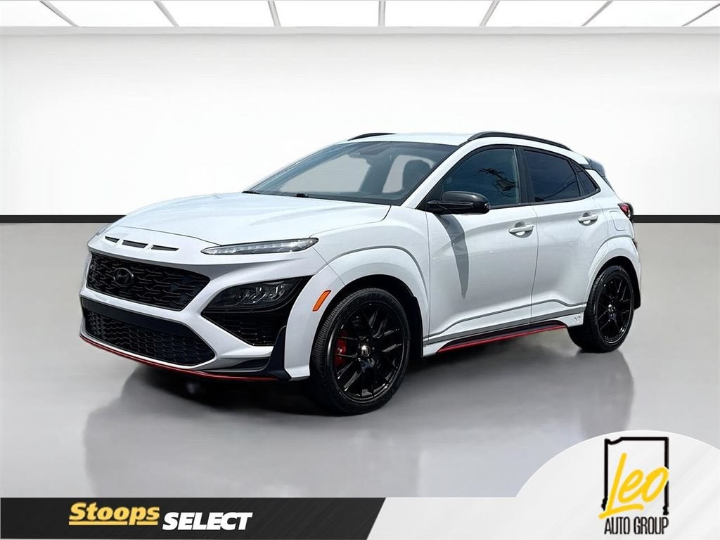 2023 Hyundai Kona N Base in Blue — front three-quarter view