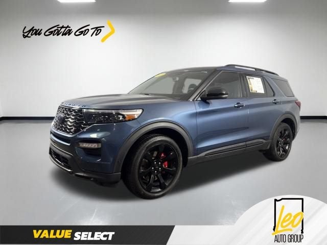 2020 Ford Explorer ST in Blue — front three-quarter view