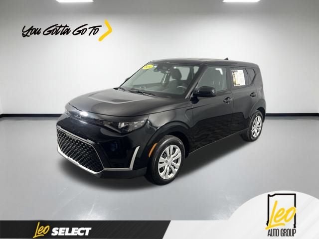 2025 Kia Soul LX in Black — front three-quarter view