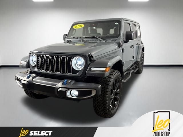 2024 Jeep Wrangler 4xe Sahara 4xe in Anvil Clear Coat — front three-quarter view