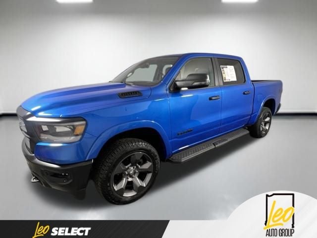 2023 RAM 1500 Big Horn Crew Cab 4x4 5'7' Box in Hydro Blue Pearlcoat — front three-quarter view