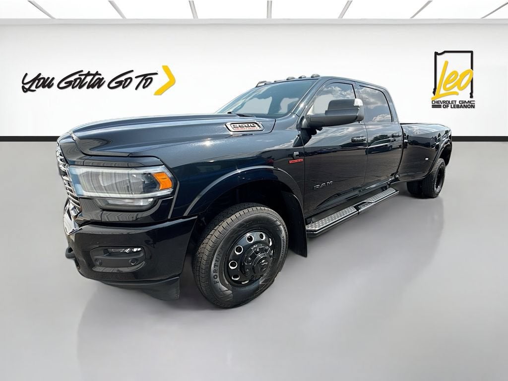 2021 RAM 3500 Laramie Crew Cab 4x4 8' Box in Black — front three-quarter view