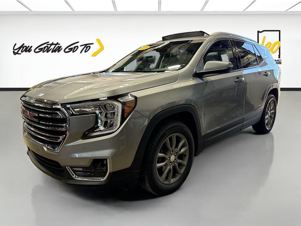 2024 GMC Terrain SLT in Sterling Metallic — front three-quarter view