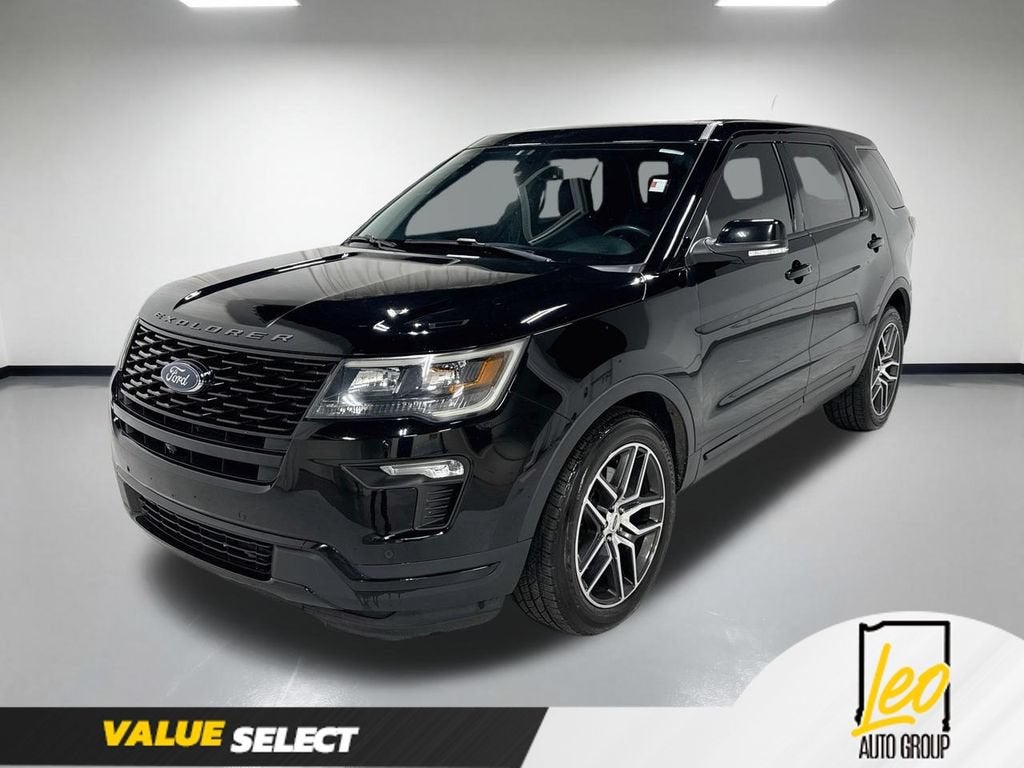 2018 Ford Explorer Sport in Black — front three-quarter view