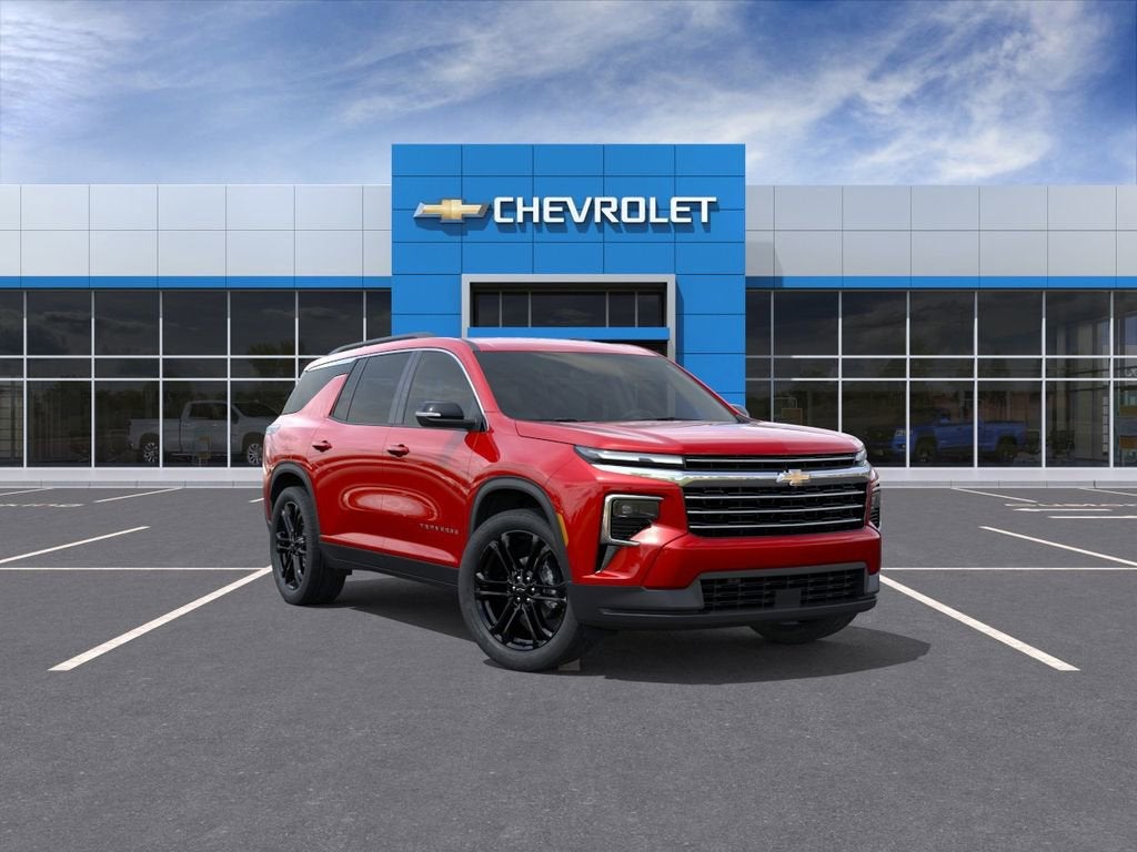 2026 Chevrolet Traverse LT in Radiant Red Tintcoat — front three-quarter view