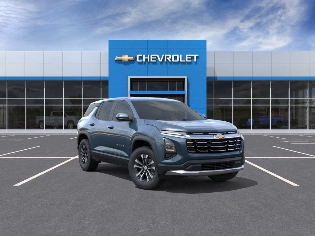 2027 Chevrolet Equinox FWD LT in Lakeshore Blue Metallic — front three-quarter view